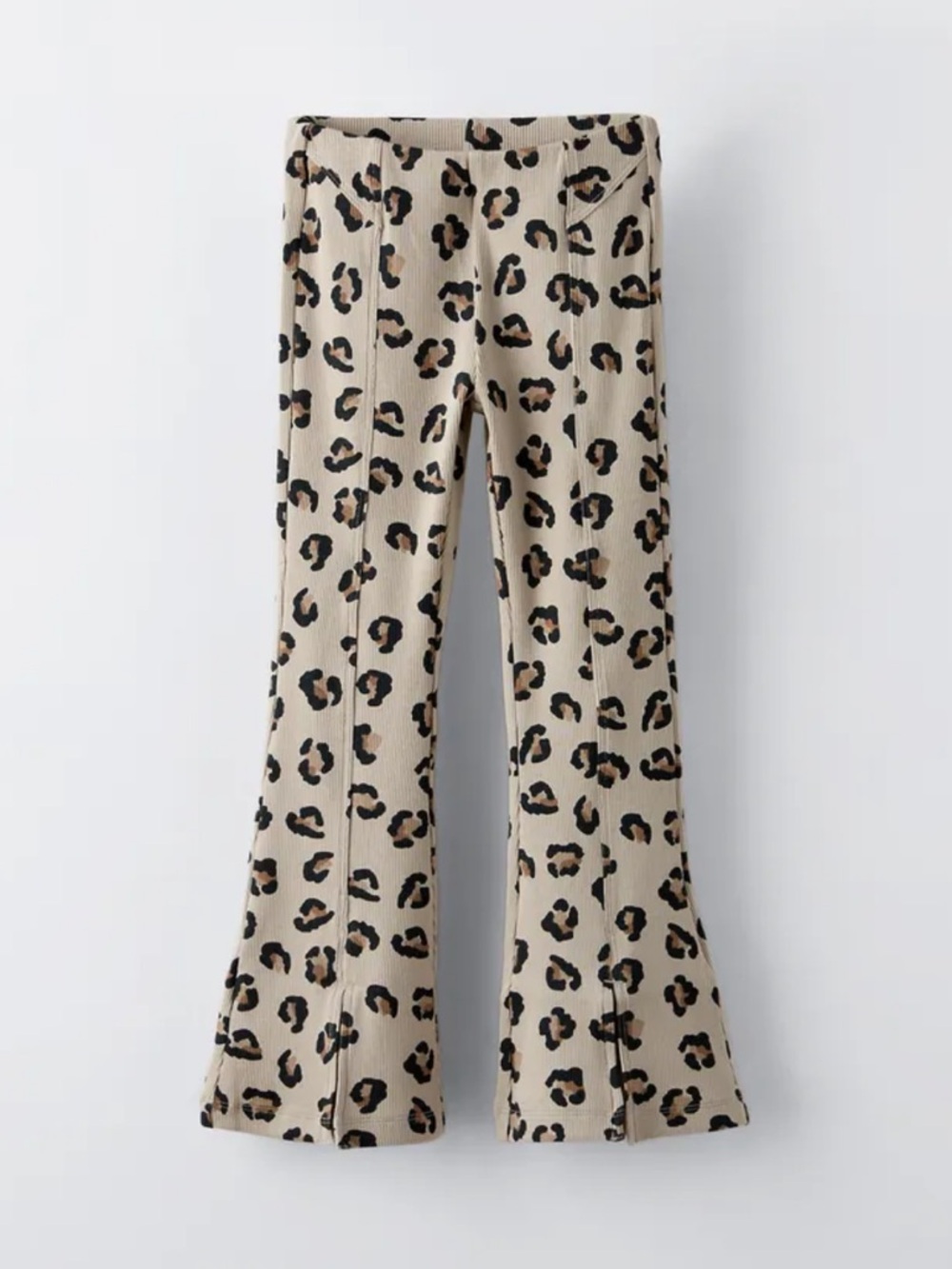 Zara Girls Cheetah Animal Print Ribbed Flared Leggings Size 9